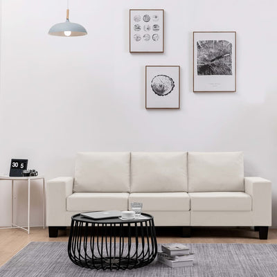 Dealsmate  3-Seater Sofa Cream Fabric