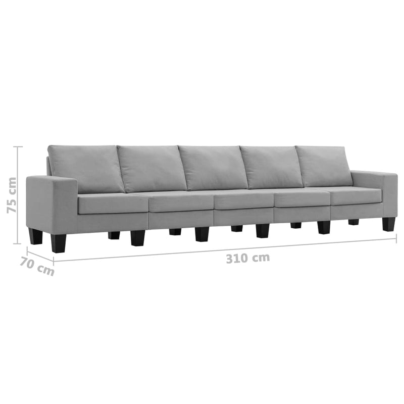 Dealsmate  5-Seater Sofa Light Grey Fabric