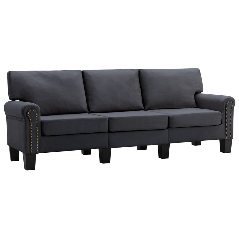 Dealsmate  3-Seater Sofa Dark Grey Fabric