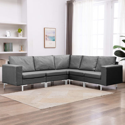 Dealsmate  5 Piece Sofa Set Fabric Dark Grey