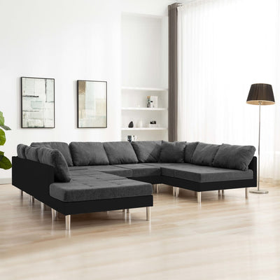 Dealsmate  Sectional Sofa Faux Leather Black