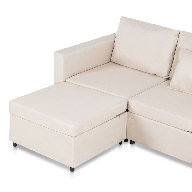 Dealsmate  4-Seater Pull-out Sofa Bed Fabric Cream