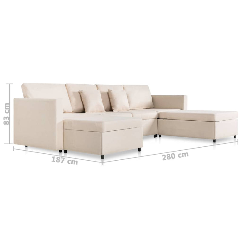 Dealsmate  4-Seater Pull-out Sofa Bed Fabric Cream