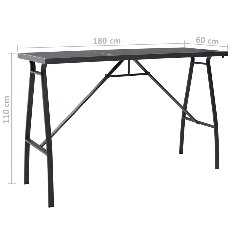 Dealsmate  Garden Bar Table Black 180x60x110 cm Tempered Glass