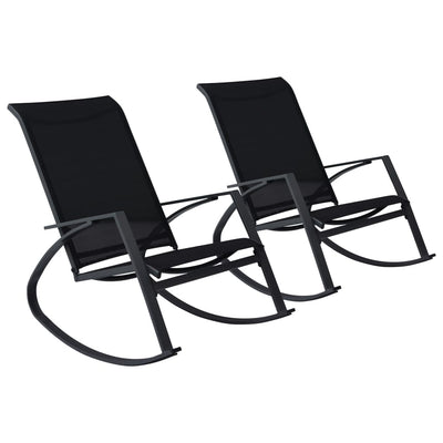 Dealsmate  Garden Rocking Chairs 2 pcs Textilene Black