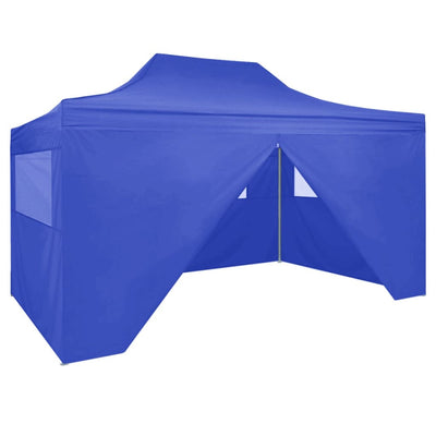 Dealsmate  Professional Folding Party Tent with 4 Sidewalls 3x4 m Steel Blue