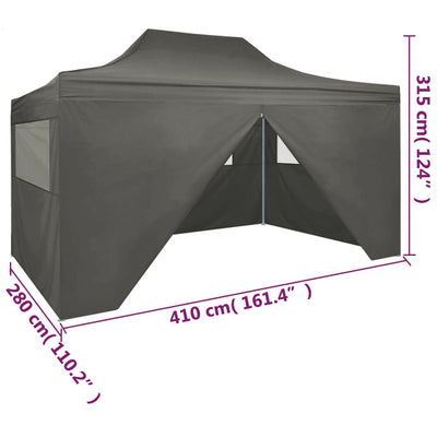 Dealsmate  Professional Folding Party Tent with 4 Sidewalls 3x4 m Steel Anthracite