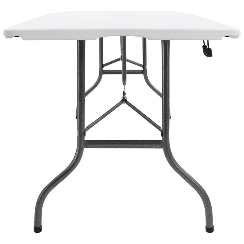 Dealsmate  Folding Garden Table with 2 Benches 180 cm Steel and HDPE White