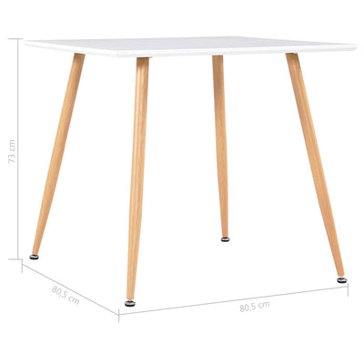 Dealsmate  Dining Table White and Oak 80.5x80.5x73 cm MDF