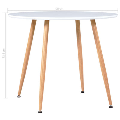 Dealsmate  Dining Table White and Oak 90x73.5 cm MDF