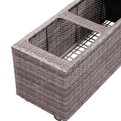 Dealsmate  Garden Raised Bed with 3 Pots 100x30x36 cm Poly Rattan Grey