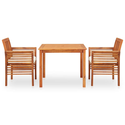 Dealsmate  3 Piece Outdoor Dining Set with Cushions Solid Acacia Wood