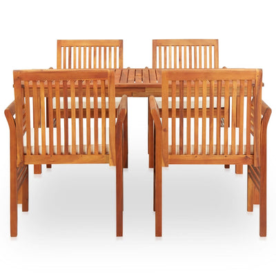 Dealsmate  5 Piece Outdoor Dining Set with Cushions Solid Wood Acacia