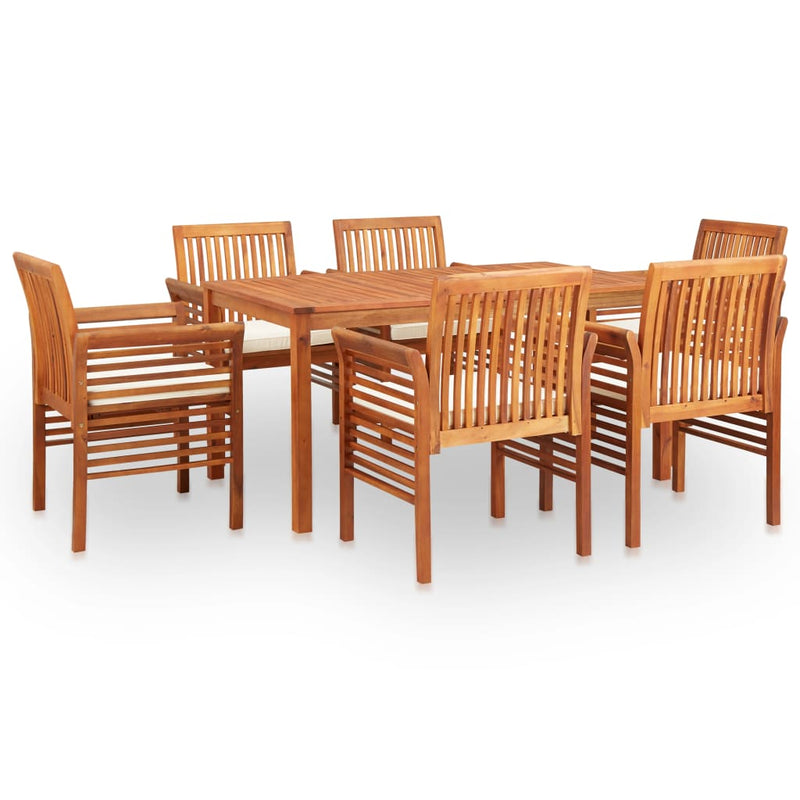 Dealsmate  7 Piece Outdoor Dining Set with Cushions Solid Wood Acacia