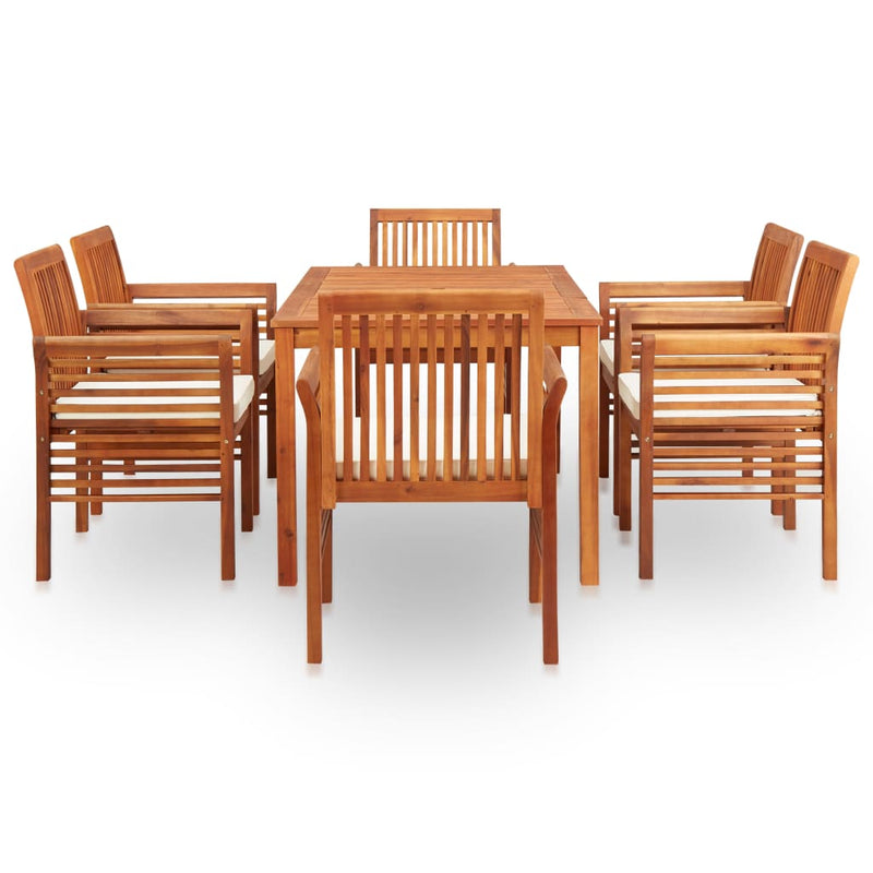 Dealsmate  7 Piece Outdoor Dining Set with Cushions Solid Wood Acacia