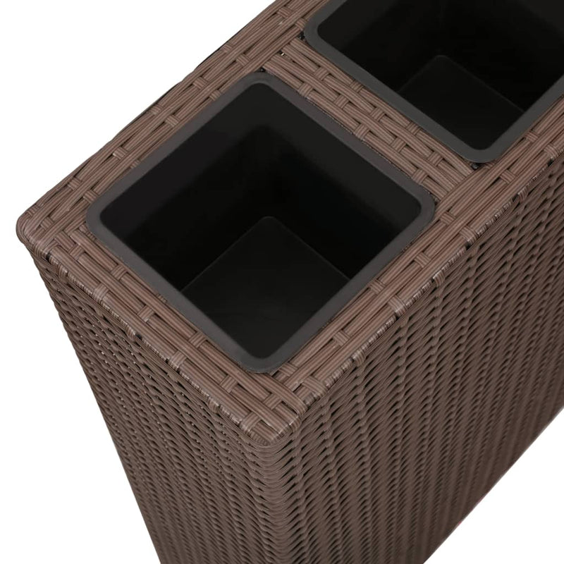 Dealsmate  Garden Raised Bed with 4 Pots 2 pcs Poly Rattan Brown