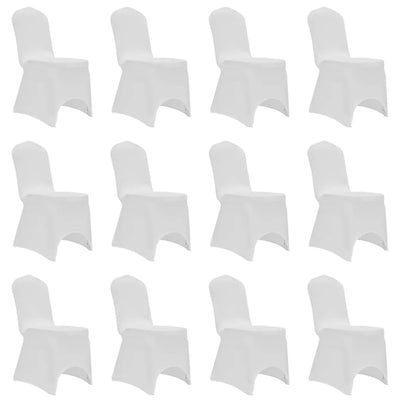 Dealsmate  Chair Cover Stretch White 12 pcs