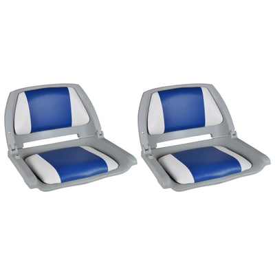 Dealsmate  Boat Seats 2 pcs Foldable Backrest With Blue-white Pillow 41x51x48 cm