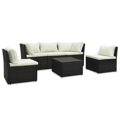 Dealsmate  4 Piece Garden Lounge Set with Cushions Poly Rattan Brown
