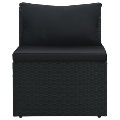 Dealsmate  4 Piece Garden Lounge Set with Cushions Poly Rattan Black