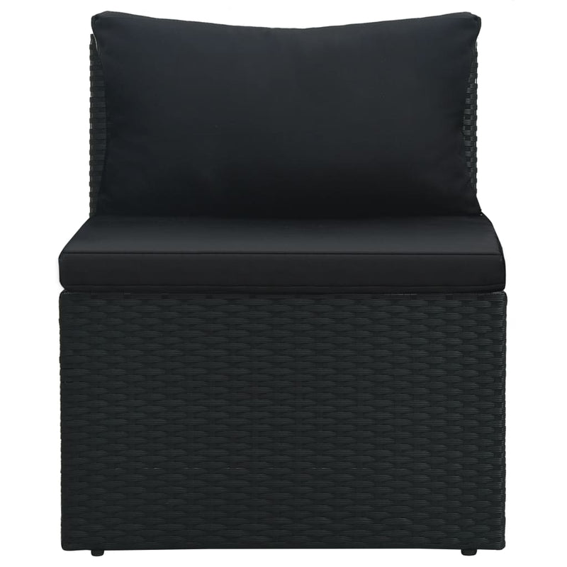 Dealsmate  4 Piece Garden Lounge Set with Cushions Poly Rattan Black