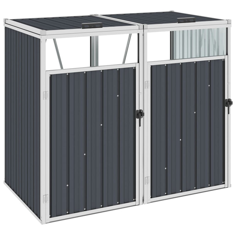 Dealsmate  Double Garbage Bin Shed Anthracite 143x81x121 cm Steel