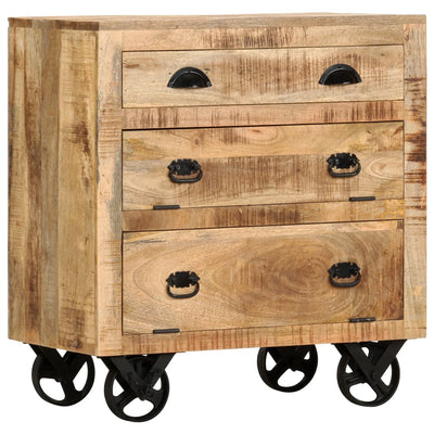 Dealsmate  Side Cabinet with Wheel 70x40x75 cm Solid Mango Wood