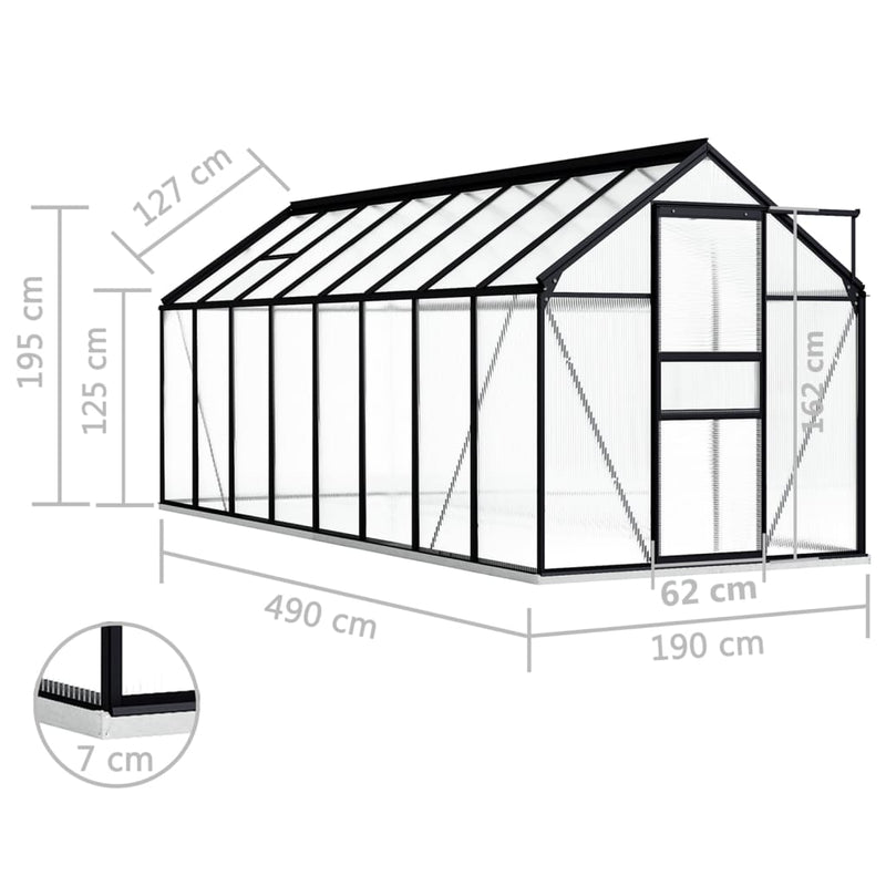 Dealsmate  Greenhouse with Base Frame Anthracite Aluminium 9.31 m²