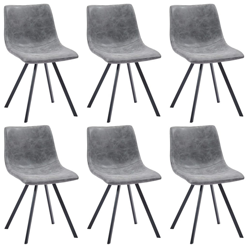 Dealsmate  Dining Chairs 6 pcs Grey Faux Leather