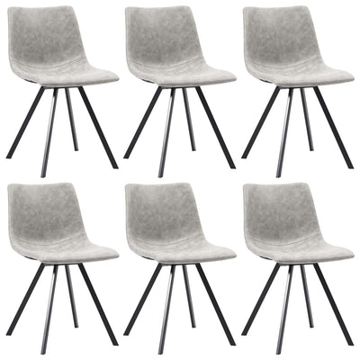 Dealsmate  Dining Chairs 6 pcs Light Grey Faux Leather