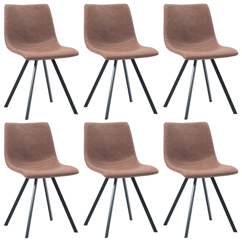 Dealsmate  Dining Chairs 6 pcs Medium Brown Faux Leather