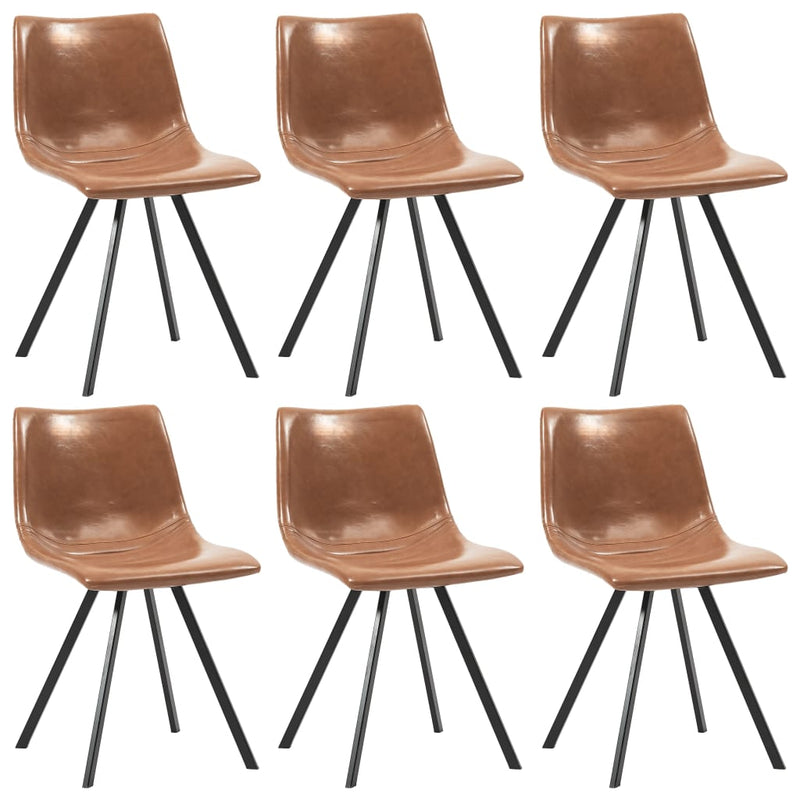 Dealsmate  Dining Chairs 6 pcs Shiny Brown Faux Leather