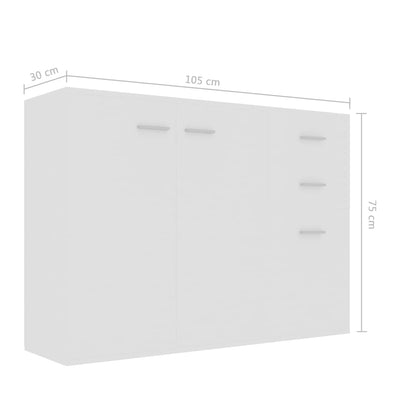 Dealsmate  Sideboard White 105x30x75 cm Engineered Wood