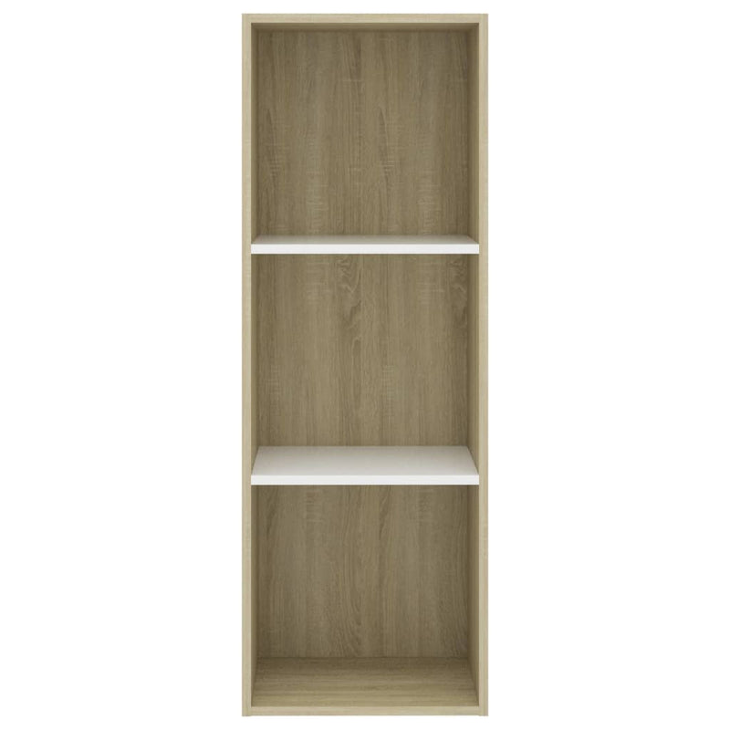 Dealsmate  3-Tier Book Cabinet White and Sonoma Oak 40x30x114 cm Engineered Wood