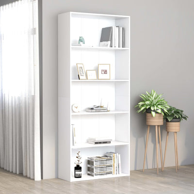 Dealsmate  5-Tier Book Cabinet White 80x30x189 cm Engineered Wood