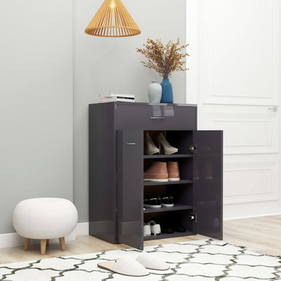 Dealsmate  Shoe Cabinet High Gloss Grey 60x35x84 cm Engineered Wood