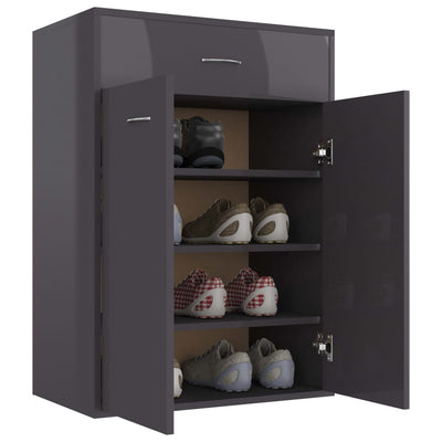Dealsmate  Shoe Cabinet High Gloss Grey 60x35x84 cm Engineered Wood