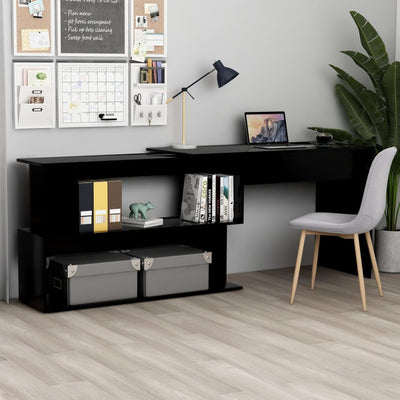 Dealsmate  Corner Desk Black 200x50x76 cm Engineered Wood