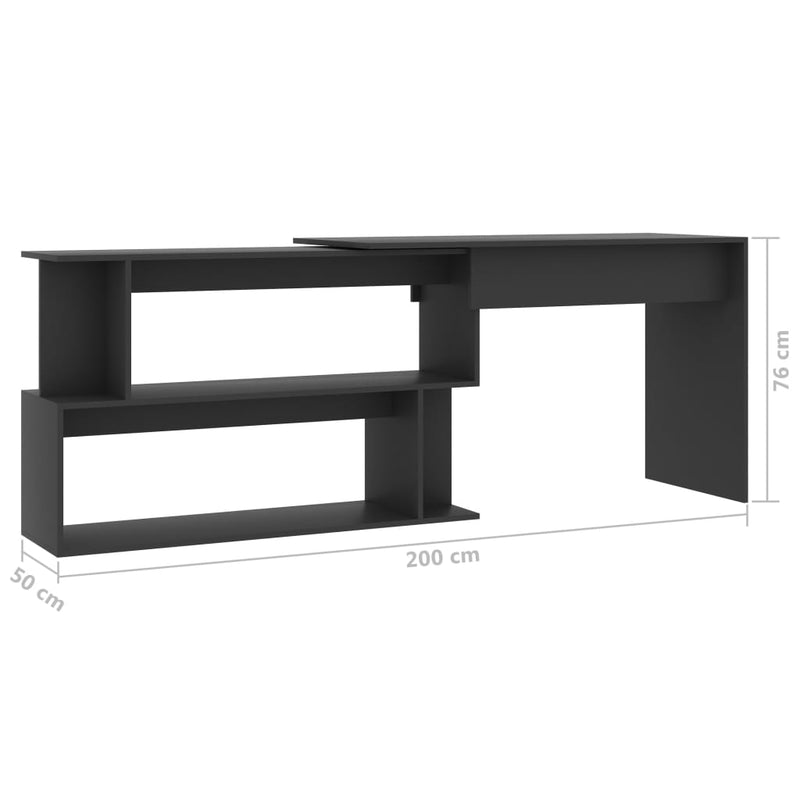 Dealsmate  Corner Desk Grey 200x50x76 cm Engineered Wood