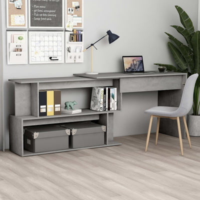 Dealsmate  Corner Desk Concrete Grey 200x50x76 cm Engineered Wood