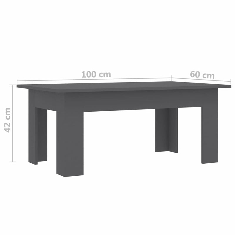 Dealsmate  Coffee Table Grey 100x60x42 cm Chipboard