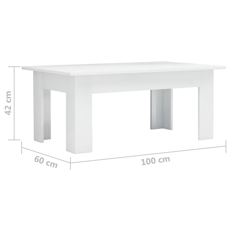 Dealsmate  Coffee Table High Gloss White 100x60x42 cm Engineered Wood