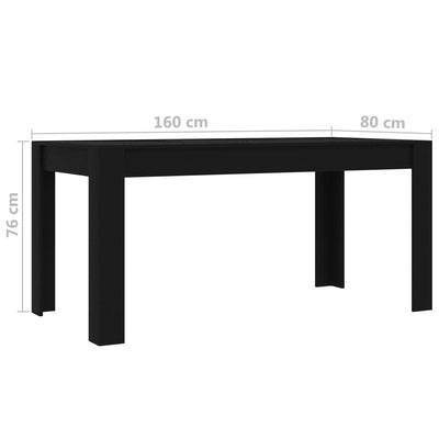 Dealsmate  Dining Table Black 160x80x76 cm Engineered Wood