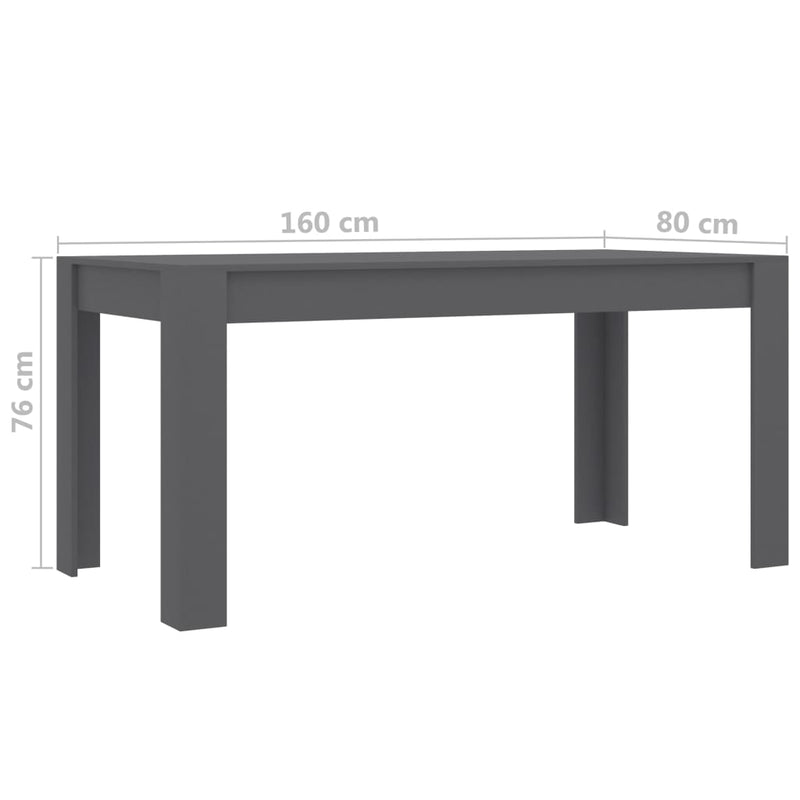 Dealsmate  Dining Table Grey 160x80x76 cm Chipboard