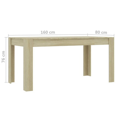 Dealsmate  Dining Table Sonoma Oak 160x80x76 cm Engineered Wood