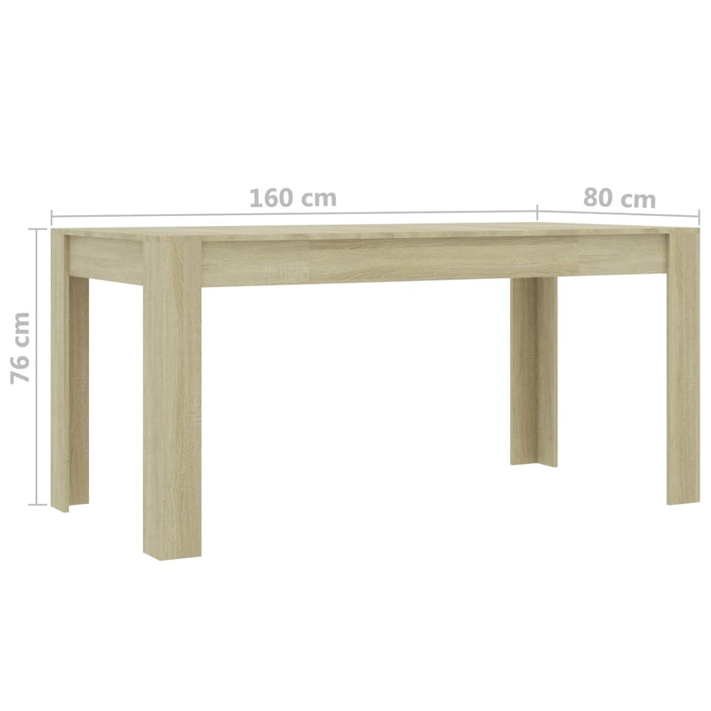 Dealsmate  Dining Table Sonoma Oak 160x80x76 cm Engineered Wood