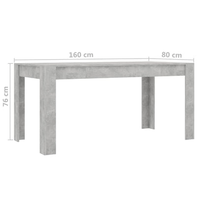 Dealsmate  Dining Table Concrete Grey 160x80x76 cm Engineered Wood