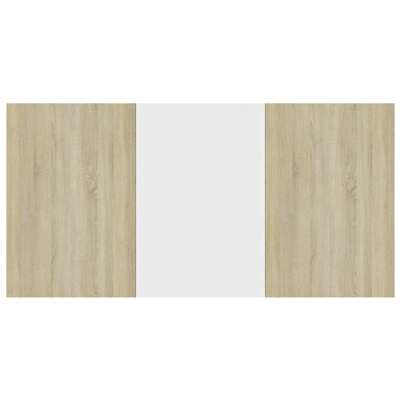 Dealsmate  Dining Table White and Sonoma Oak 160x80x76 cm Chipboard