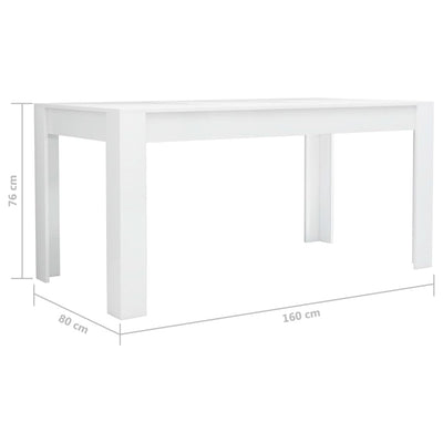 Dealsmate  Dining Table High Gloss White 160x80x76 cm Chipboard