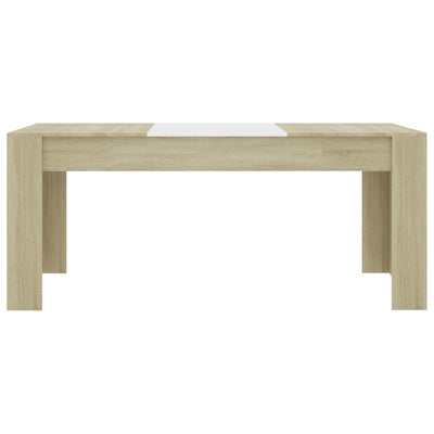 Dealsmate  Dining Table White and Sonoma Oak 180x90x76 cm Chipboard